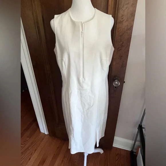 Akris Punto Neutral Sheath Midi Sleeveless Dress Women Size L - Picture 1 of 8